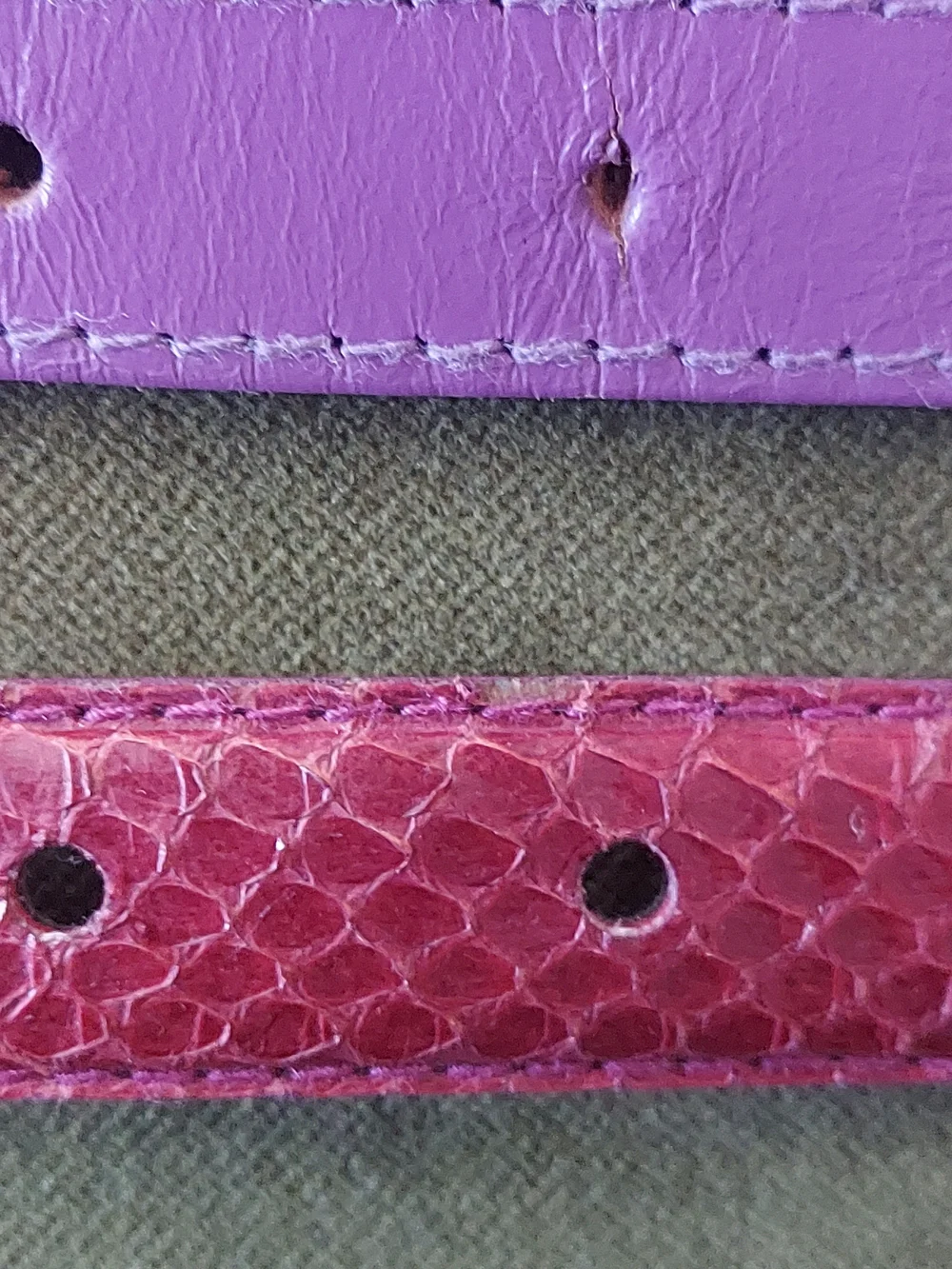 Lot Of 3 70's/80's Vintage Colorful Skinny Belts - Snake Skin, Leather
